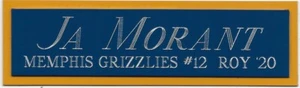 JA MORANT MEMPHIS GRIZZLIES NAMEPLATE AUTOGRAPH SIGNED BASKETBALL- JERSEY-PHOTO - Picture 1 of 4