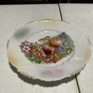 RS Prussia Mold 50 Fruit Decor 8” Wide Porcelain Plate - Picture 1 of 2