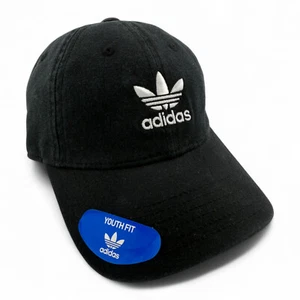 Adidas Originals PreCurved Washed Black Adjustable Baseball Cap Hat Child Youth - Picture 1 of 6