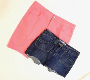 RIDERS- PINK BERMUDA SHORTS / / INK - DISTRESSED DENIM SHORTS - SIZE 13-14 - Picture 1 of 3