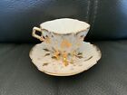 Antique small tea cup and saucer early shelley? square gold floral demitasse