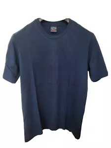 PAUL&SHARK tg L T-SHIRT GIROCOLLO MANICHE CORTE TINTA UNITA BLU NAVY COTONE LUSSO - Foto 1 di 9