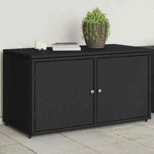 Gartenschrank Schwarz 110x55x60,5 cm Poly Rattan - Bild 1 von 11