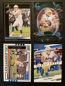 Justin Herbert Los Angeles Chargers 4 Card Lot w/ Emerald Supernatural - Picture 1 of 2