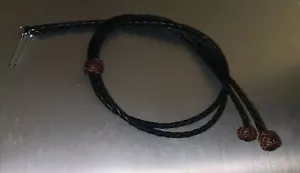 LEATHER ~ STAMPEDE STRING ~ SMALL KNOTS ~ COTTER PINS - BLACK with BROWN KNOTS - Picture 1 of 5