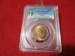 South Africa 1957 UNCIRCULATED 1/2 PENNY PCGS MS 64RD KM-45       #MF-T2717 - Picture 1 of 2