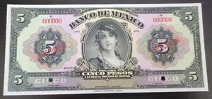 Mexico 5 Pesos Specimen N.D. 1925 Uncirculated Banknote - Picture 1 of 2