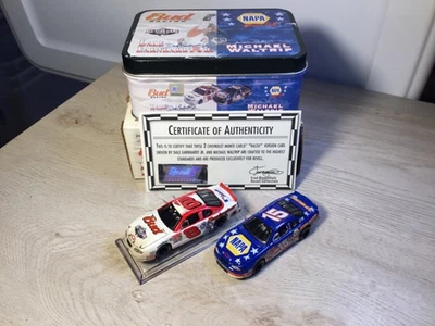 XRARE 2-1:64 Dale Earnhardt Jr & Michael Waltrip MLB 2001 RACED NASCAR TIN SET - Image 1 of 4