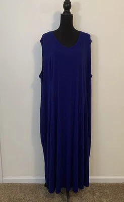 Vestido maxi feminino Catherine’s azul sem mangas plus size 5X bolsos  - Imagem 1 de 4