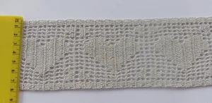 baumwoll häkel borte - geäscht - ca.7,6cm hoch - 6,20m - Bild 1 von 1