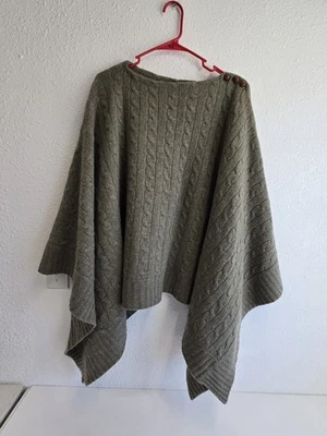 Ralph Lauren Cable Knit Womens Poncho Cape Size M/L Sage Green Wool & Cashmere - Image 1 of 4
