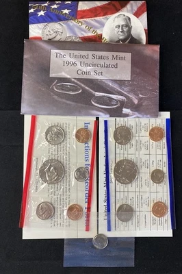 US Mint 1996 Uncirculated Coin Set Denver & Philadelphia OGP & COA With W Dime - Image 1 of 2
