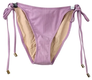 Minkpink Lilac Side-Tie Bikini Bottoms Large Stretchy Ribbed Nylon Swimwear - Picture 1 of 6