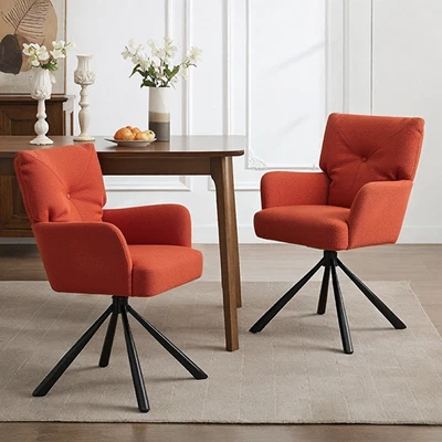 Esszimmerstühle Küchenstuhl Drehbarer Küchen Esszimmersessel mit Armlehne Orange - Bild 1 von 4