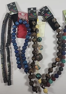 Lotto assortito di 6 fili di perline multicolore ceramica mista nuovi gioielli artigianali - Foto 1 di 11