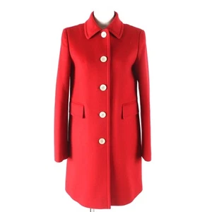 Gucci 406947 ZFW04 Wool Angora Logo Button Balmac Coat Red 38 Made in Italy - Picture 1 of 11