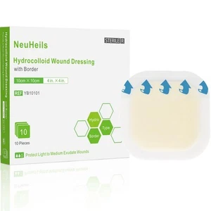 Hydrocolloid Adhesive Bandages, Hydrocolloid Wound Dressing with Border 4''x4... - Picture 1 of 6