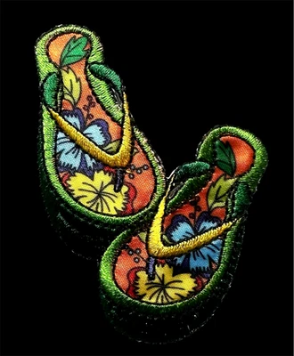 iron on patch applique women's flip flops 3+1/4 x 2 inch - Image 1 of 3