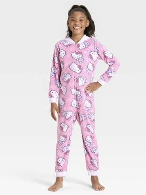 Новый с Ярлыками Hello Kitty флис пижамы 6/6 X цельный Союз костюм Sanrio Рождество - Изображение 1 из 4