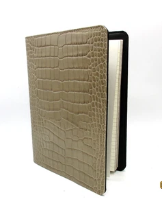 Graphic Image Notebook Refillable 9" Leather Cover Spiral Lined Pages Croc STONE - Picture 1 of 14