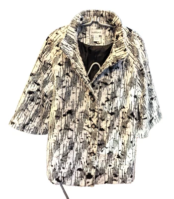 Peck & Peck Jacket Womens 3/4 Sleeve Textured White & Black  Sequins Large NWOT - Image 1 of 4