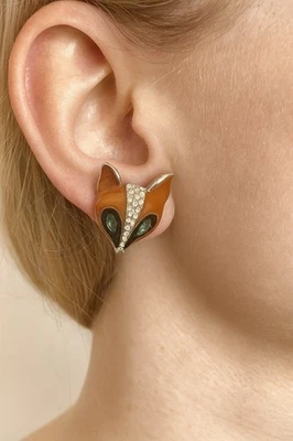 Pendientes Zorro Museo Art Deco Nouveau Plata Circonita cúbica Boho De Colección Esmaltados Foto 1 de 4