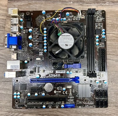 MSI A78M-E35 Retro Motherboard FM2 USED UNTESTED W/ Athlon X4 CPU - Image 1 of 4