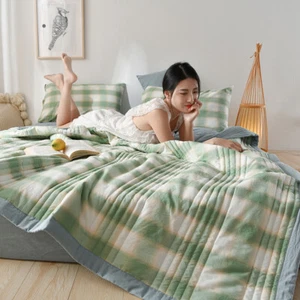 Print Air Conditioning Quilts Summer Breathable Washable Quilting Bedding Sets - Picture 1 of 29