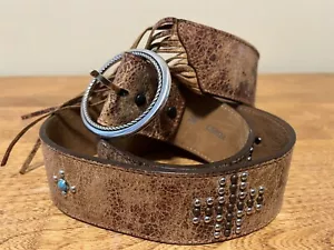 Tony Lama® Ladies Bandit Fort Worth Brown Leather Belt C51174 34 35 36 In - Picture 1 of 9