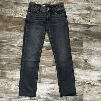 Pilcro Anthropologie Jeans Womens Size 26 Black Slim Boyfriend Denim Raw Hem - Image 1 of 4