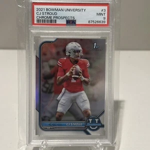 CJ Stroud 2021 Bowman University #3 Chrome Prospects Refractor PSA 9 Texans  - Picture 1 of 2