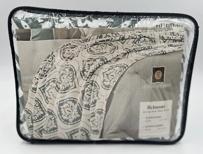 HiEnd ACCENTS LUXURY PRINT DUVET BELMONT Green White Super Queen NEW - Image 1 of 4