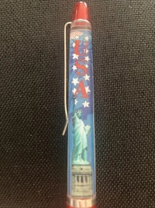 Vtg Floaty Pen Statue Of Liberty USA NYC New York City Red Plastic Stars Stripes - Picture 1 of 7