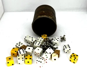 Dadi da collezione tazza da lancio vintage in pelle Jacks vintage - Foto 1 di 12
