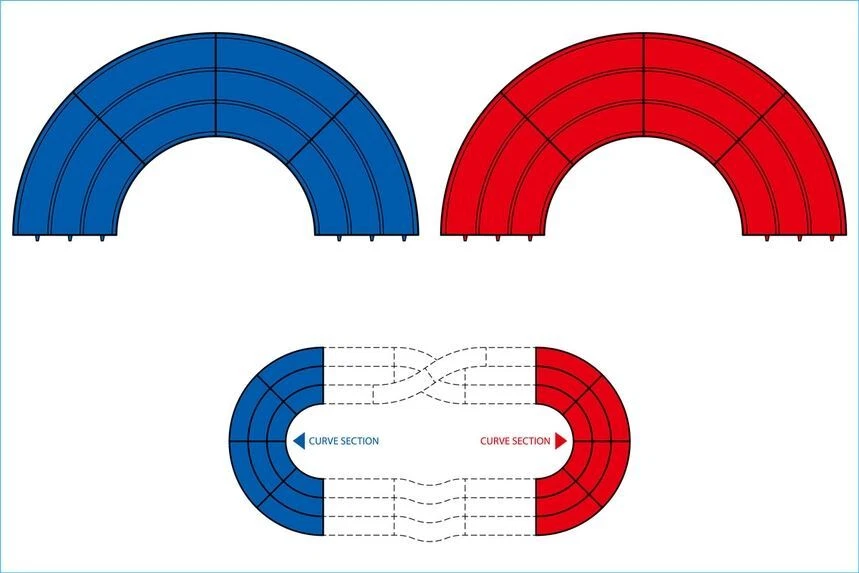 Tamiya - Japan Cup Junior Circuit Curve Section Set, Blue/Red, 4pcs - Image 1 of 1