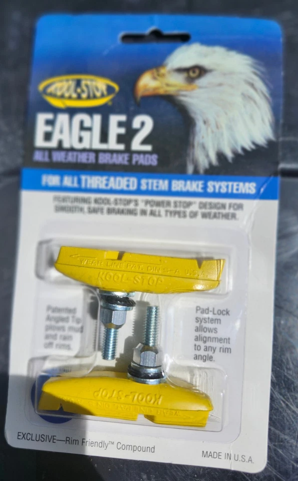 Pastillas de freno de bicicleta Kool-Stop Eagle Claw II, pastillas amarillas - roscadas NUEVAS  Foto 1 de 1