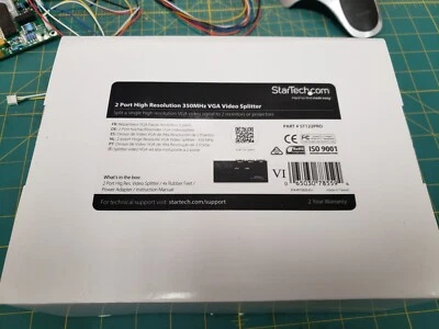 NEW Startech 2 Port High Resolution 350 MHZ VGA Video Splitter ST122PRO - Image 1 of 3