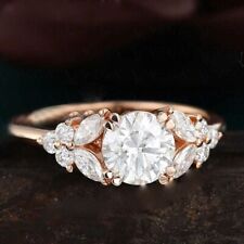  Round Lab-Created Diamond Wedding Engagement Women's Ring 14K Rose Gold Plated
