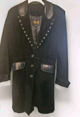  Scully  Suede Leather Knee Length Jacket Wmn Sz 14  Studded Lined  Western VGC - Image 1 of 4