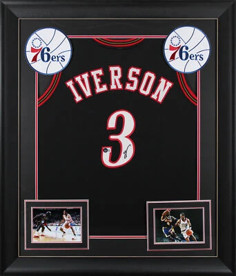 Allen Iverson Authentic Signed Black Pro Style Framed Jersey Autographed BAS - Image 1 of 2
