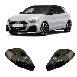 Door Wing Mirror Covers Painted Gloss Black For Audi A1 2018 On Pair Set Black - Picture 1 of 4