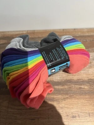 K. Bell Ladies - No Show Sock - 10 Pair Pack~ Multicoloured (UK Shoe Size 3-8)