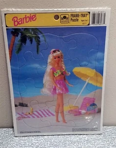 SEALED 1993 BARBIE Beach Scene Frame Tray PUZZLE Golden 8277 Mattel NOS  - Picture 1 of 7
