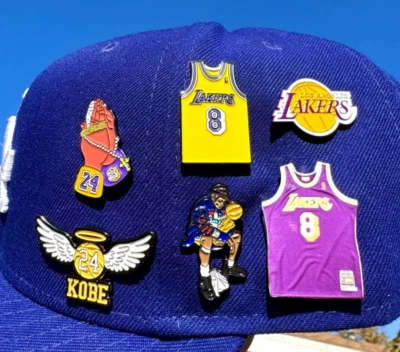 LOS ANGELES LAKERS KOBE BRYANT HAT/CLOTHING METAL ENAMEL PINS