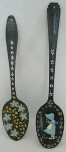 Cucharas Tole Ware pintadas a mano vintage - Imagen 1 de 6