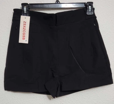 Pantalones cortos para mujer negros forrados medianos con bolsillos con cremallera Foto 1 de 4