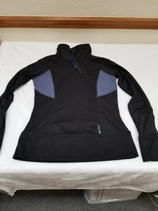 Reebok Ladies Black and Grayish Blue Long Sleeve Active Top Size S  Preowned - Picture 1 of 9