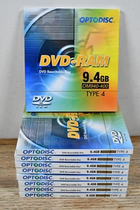LOT 9 Sealed Optodisc DVD-RAM 9.4GB DVD Rewritable Type 4 Cartridge Disc Blank - Picture 1 of 6