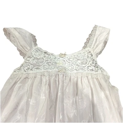 Vintage Christian Dior Eyelet Dress Nightgown Lace Trim Lingerie 70s Cottagecore - Image 1 of 4