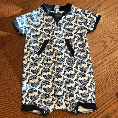 Traje mameluco Petit Bateau 12M de una pieza azul japonés estampado de peces koi para niños (19) Foto 1 de 4